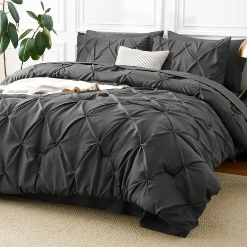 Miniatura 15 de CozyLux - Juego de ropa de cama con pliegues plisados de 7 piezas en una bolsa; edredón tamaño King para todas las estaciones, sábanas, fundas