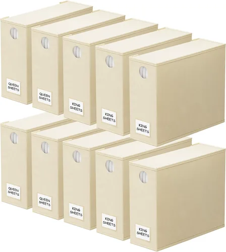 Miniatura 15 de SpaceAid Paquete de 4 organizadores de sábanas y almacenamiento, organizador de sábanas plegable para armario de lino, juego de sábanas con ventana