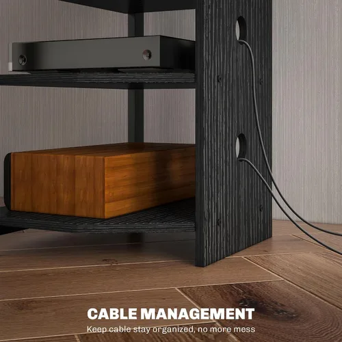 Miniatura 6 de HOMCOM Soporte multimedia con estante de audio de 4 niveles, estante de esquina para medios AV con gestión de cables para reproductores de DVD, Negro