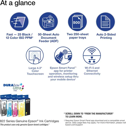 Miniatura 3 de Epson Workforce Pro WF-4830 - Impresora inalámbrica todo en uno con impresión automática de 2 caras, copia, escaneado y fax, ADF de 50 páginas