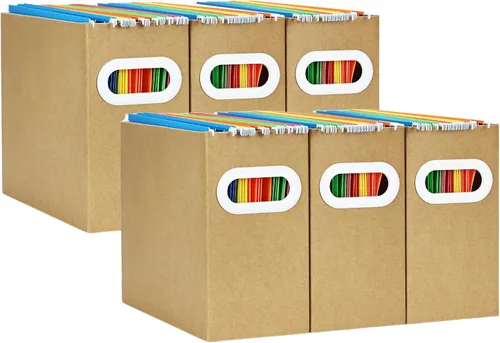 Miniatura 25 de Organizador de archivos colgante, organizador de carpetas de archivos de cartón para tamaño carta, caja de almacenamiento de documentos