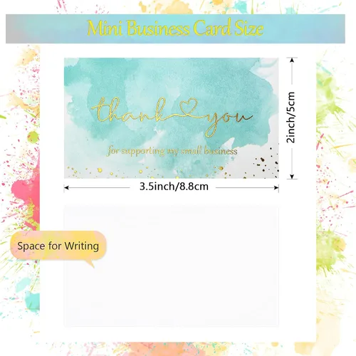 Miniatura 2 de Clabby 120 tarjetas de agradecimiento para negocios, tarjetas de agradecimiento para pequeñas empresas, acuarela, lámina dorada, tarjeta colorida
