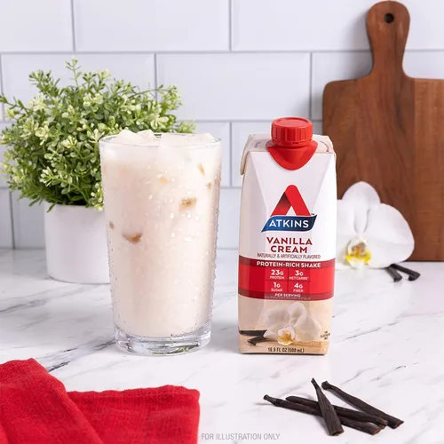 Miniatura 6 de Atkins Batido de proteína tamaño comida con crema de vainilla, 23 g de proteína, bajo en glucemia, 3 g de carbohidratos, 1 g de azúcar, amigable