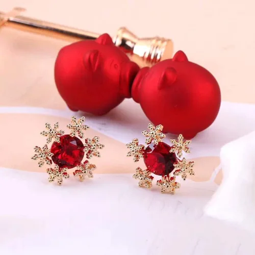 Miniatura 6 de Happyyyami - Pendientes de plata de ley con diseño de copo de nieve