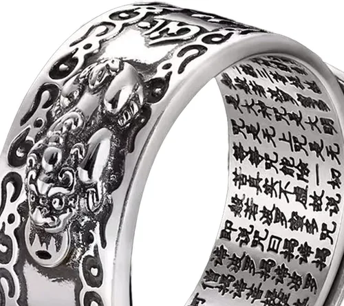 Miniatura 8 de Anillo de Feng Shui ajustable decorativo ligero masculino chino Feng Shui Pixiu anillo de dedo joyería retro