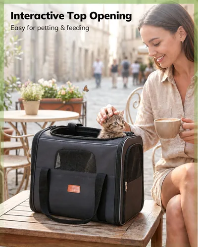 Miniatura 8 de morpilot - Bolsa de transporte para mascotas, portátil, de tela plegable, para perros o gatos, jaula para mascotas con zíperes de seguridad