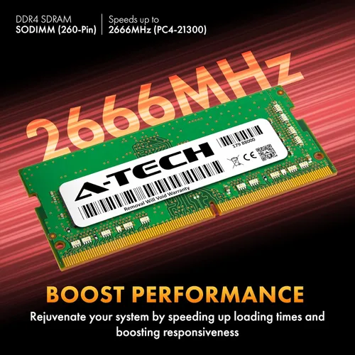 Miniatura 3 de A-Tech 4GB DDR4 2666MHz PC4-21300 (PC4-2666V) CL19 SODIMM 1.2V 260-Pin sin ECC SO-DIMM Módulo de Memoria RAM para Laptop Notebook No ECC PC4-2666V