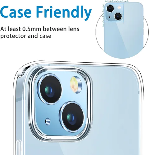 Miniatura 6 de Protector de lente de cámara compatible con iPhone 15 y 15 Plus, protector de pantalla de vidrio templado antiarañazos, a prueba de golpes, funda