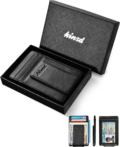 Miniatura 7 de Kinzd Pinza para billetes, bolsillo frontal, cartera de piel con bloqueo de RFID fuerte imán cartera delgada RFID Blocking, Strong Magnet, thin