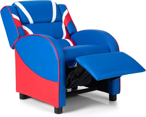 Miniatura 8 de HONEY JOY Silla reclinable para niños, silla reclinable para juegos juveniles con bolsillo lateral, reposacabezas y reposapiés ergonómicos, silla