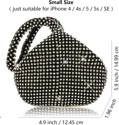 Miniatura 3 de Bolso de noche para mujer, con diamantes de imitación brillantes, triángulo, cadena de diseño, bolso de mano para fiesta, graduación, boda