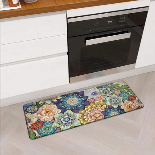 Miniatura 16 de Alfombras de Cocina Florales para Suelo de 2 Piezas con Flores Alfombras de Cocina Anti Fatiga Antideslizantes Acolchadas Cómodas para Estar de Pie