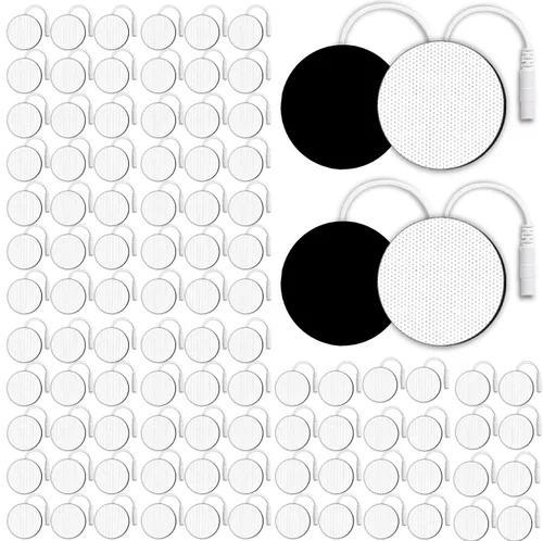 Miniatura 7 de TENS - Almohadillas redondas de electrodos SM de 2 x 2 pulgadas, 20 piezas reutilizables de 50 usos, almohadillas de repuesto de pasador de 0.079