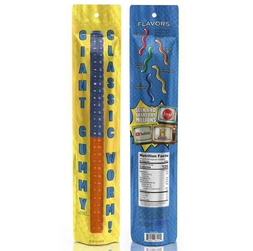 Miniatura 2 de Gusano de gomita gigante – Caramelo de gomita grande de 2 libras con gran sabor afrutado de GGB Candies (azul frambuesa/naranja)