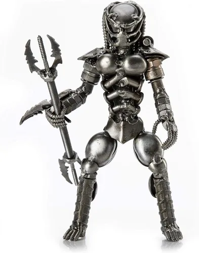 Miniatura 10 de KALIFANO Mini escultura de metal reciclado inspirada en xenomorfos hecha a mano con chatarra, arte de acero inspirado en alienígenas contra