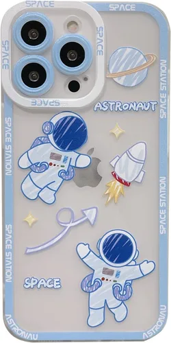 Miniatura 15 de Yonds Queen Funda transparente para iPhone 11, diseño de luna de astronauta espacial de astronauta de dibujos animados, elegante diseño de luna
