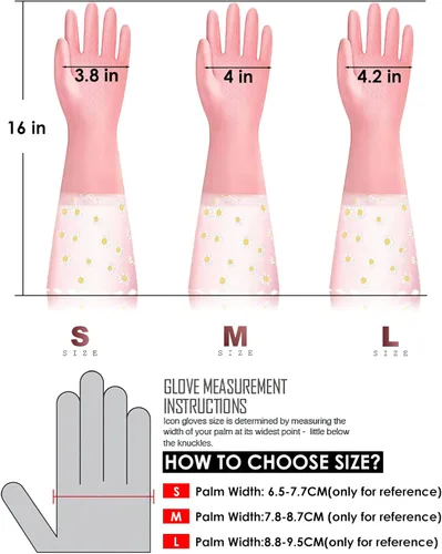 Miniatura 7 de KAQ Guantes de lavado de platos, 3 pares de guantes de goma antideslizantes reutilizables para cocina, jardinería, hogar Pequeño