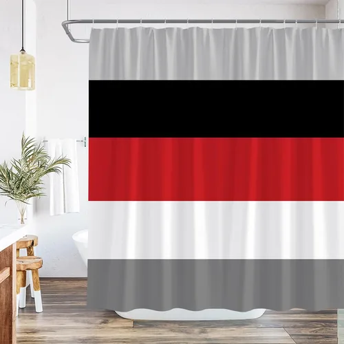 Miniatura 9 de Juego de cortinas de ducha con diseño abstracto geométrico, moderno, contemporáneo, simple, bohemio, de mediados de siglo, decoración de baño, tela