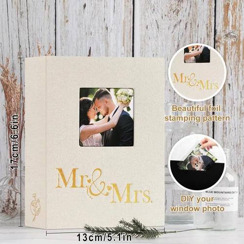 Miniatura 2 de Lanpn Álbum de fotos de boda de 4 x 6 pulgadas, 2 paquetes, cada paquete tiene capacidad para 50 imágenes, mini álbumes de fotos de boda