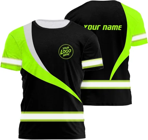Miniatura 26 de Empresa, Equipo Uniforme Camisa de Alta Visibilidad para Hombres Camisa de Seguridad Logotipo Personalizado Nombre con Cintas Reflectantes AMZ02