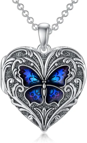 SOULMEET Collar con medallón de plata de ley que sostiene fotos para mantener a alguien cerca de ti, medallón personalizado, joyería personalizada