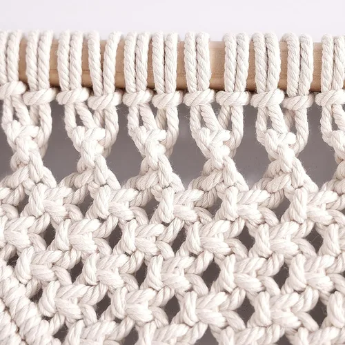 Miniatura 5 de Foreate Cortinas de macramé largas de algodón para colgar en la pared, cortina bohemia con cuentas para ventana, puerta, telón de fondo de boda
