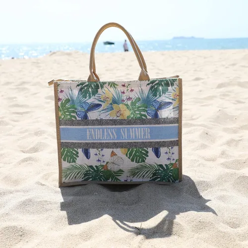 Miniatura 73 de Bolso grande de paja para mujer, tejido de ratán, bolso de playa de verano, a rayas