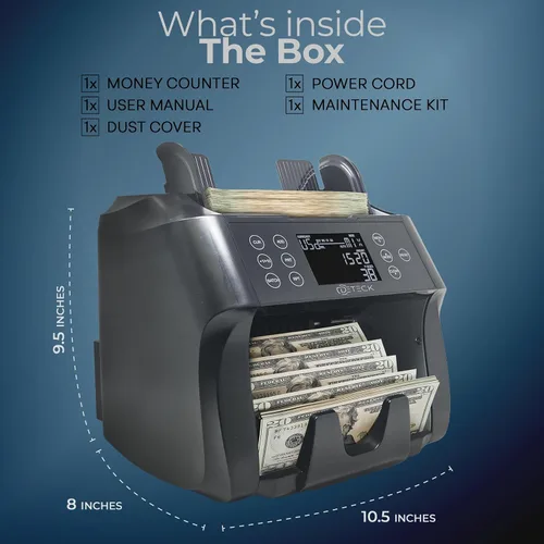 Miniatura 6 de DETECK DT500 Contador de Dinero de Denominación Mixta, Multidivisa, Contador de Billetes, Detección de Falsificaciones 2CIS/UV/IR/MG/MT, Contador
