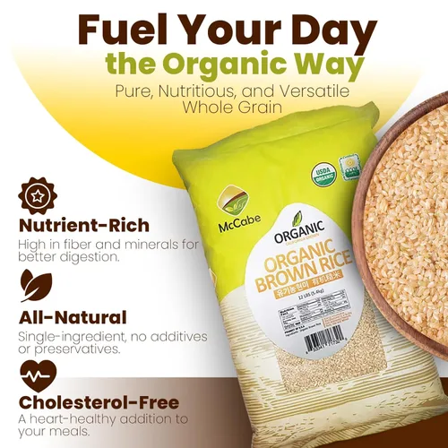 McCabe Arroz integral orgánico, 12 libras, certificado orgánico por USDA, CCOF (agricultores orgánicos certificados por California), producto de EE.