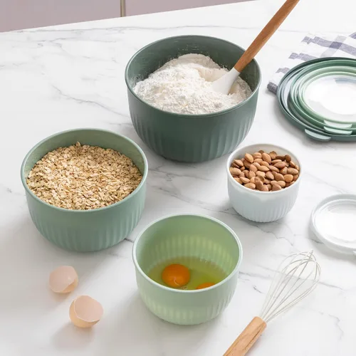 Miniatura 283 de COOK WITH COLOR Tazones de preparación con tapas - Juego de tazones pequeños de mezcla de plástico anchos y profundos anidables con tapas, juego