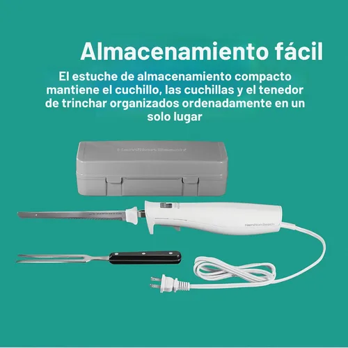 Miniatura 4 de Juego de cuchillos eléctricos Hamilton Beach para cortar carnes, aves, pan, espuma para manualidades y más, hojas serradas reciprocantes de acero