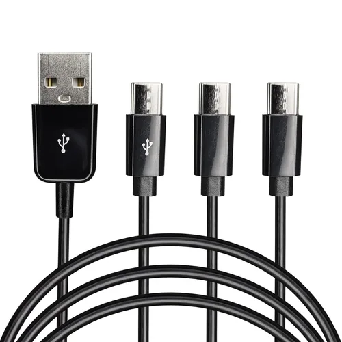 Miniatura 8 de CERRXIAN Cable de carga divisor USB tipo C, cable de carga múltiple 2 en 1 de 1 pies, USB A a 2 USB tipo C Y Splitter Data Snyc cable
