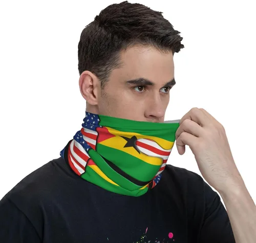 Miniatura 6 de Neck Gaiter Sao Tome and Principe and American Flag USA Jigsaw Face Cover Scarf Uv Sun Protection Balaclava Head Mask for Men Women Fishing Mask