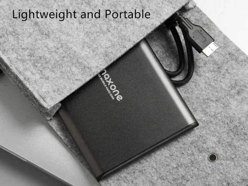 Miniatura 4 de Maxone Disco duro externo portátil ultradelgado de 320 GB HDD USB 3.0 compatible con PC, ordenador portátil - gris carbón