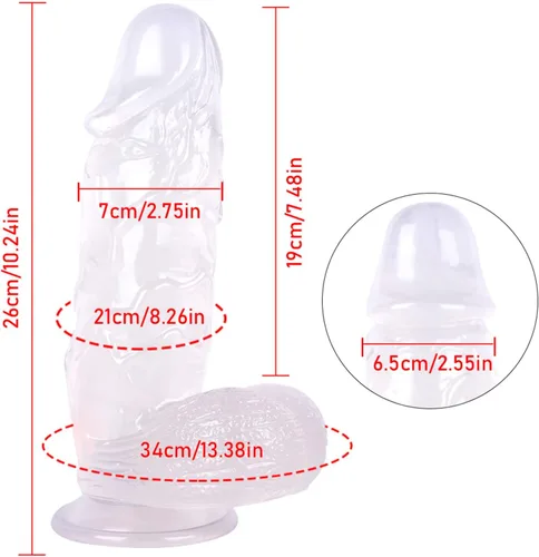 Miniatura 2 de Consolador transparente realista de 10 pulgadas con ventosas fuertes, consoladores de monstruos anales suaves para mujeres, juguetes sexuales, Claro