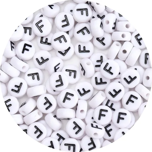 Miniatura 10 de 100 cuentas de letras – Cuentas redondas blancas del alfabeto acrílico de 0.16 x 0.27 pulgadas para hacer joyas, pulseras, collares y llaveros