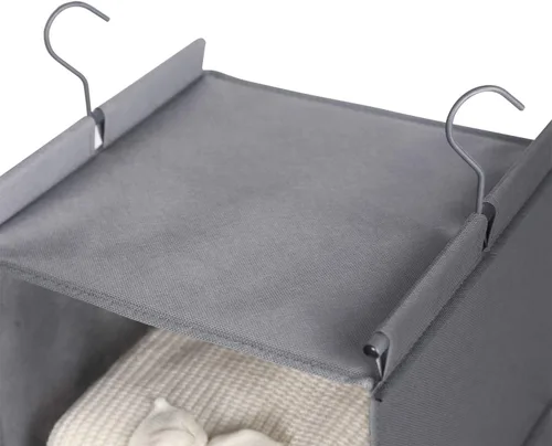 Miniatura 5 de MAX Houser Organizador de armario colgante de 4 estantes, ahorro de espacio, estantes colgantes de tela con 2 bolsillos laterales, plegable (gris)