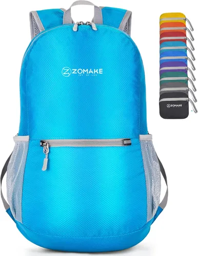Miniatura 23 de ZOMAKE Mochila ultra ligera y compactable Mochila de senderismo resistente al agua, Mochila pequeña Mochila de camping al aire libre plegable y Negro