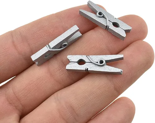 Miniatura 21 de HAHIYO Pinzas para ropa de madera doradas, mini pinzas para la ropa, no se deshacen de 1 pulgada de largo, paquete de 80 resortes resistentes