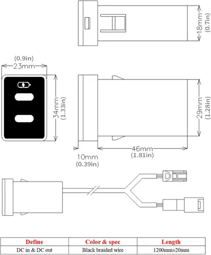Miniatura 4 de B&DOG XSIN Cargador de coche para Toyota USB C cargador de doble puerto PD 3.0 tipo C carga rápida con espectáculo de luz LED, compatible