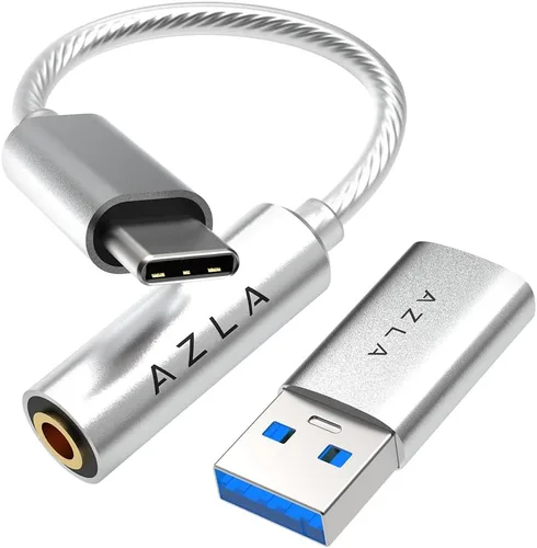 Miniatura 10 de AZLA A100 Smart DAC – Adaptador de audio USB C a 0.138 in, adaptador auxiliar a USB C para iPhone 16, Samsung Galaxy S23, Pixel, iPad Pro
