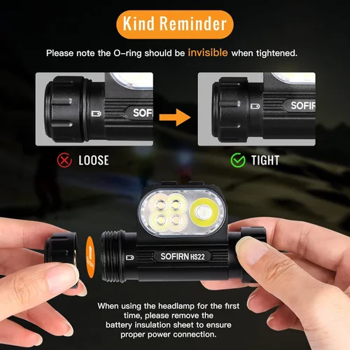 Miniatura 6 de Sofirn HS22 - Linterna frontal recargable de 2500 lúmenes, control de temperatura de color de 2700 K-6500 K, lámpara LED de alto brillo con luz