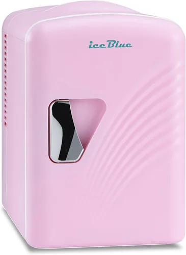 Miniatura 9 de Iceblue Mini refrigerador, refrigerador pequeño retro de 4 litros/6 latas, enchufe de CA y cargador de coche de 12V, refrigerador para productos