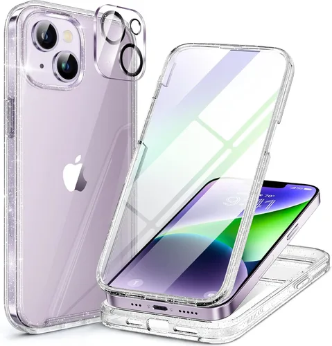 Miniatura 118 de Miracase Funda para iPhone 13 de 6.1 pulgadas, [sin burbujas] funda de teléfono de cuerpo completo con pantalla de vidrio completa integrada, sin