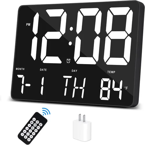 Miniatura 10 de Amgico Reloj despertador digital con repetición, temperatura, atenuación automática, calendario de pantalla grande de 11.5 pulgadas, reloj