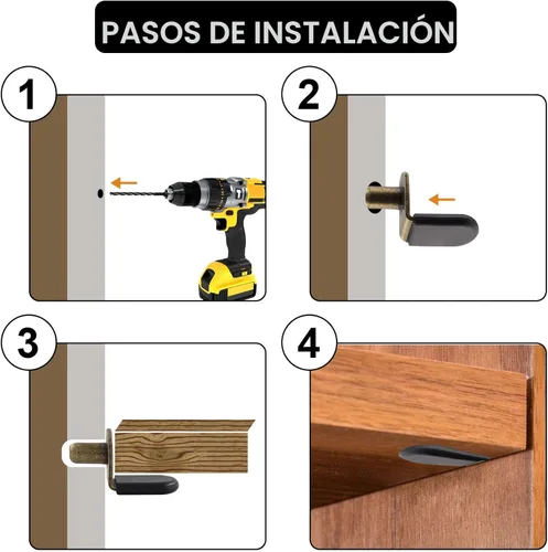 Miniatura 5 de Biaungdo 30 clavijas de soporte para estantes, clips en forma de L de 1/4 pulgadas con funda de goma, clavijas de estante de gabinete