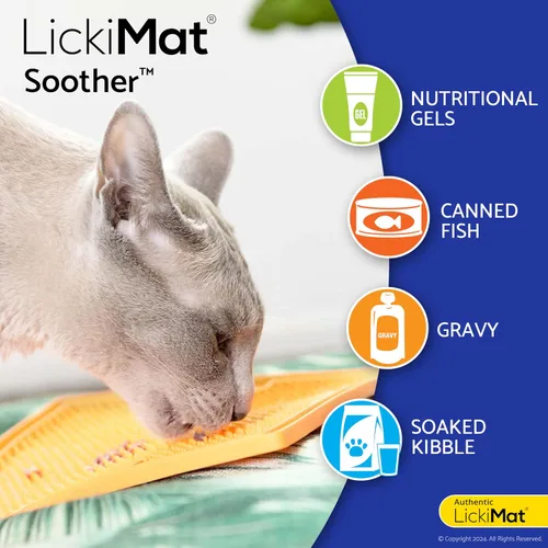 Miniatura 4 de LickiMat Chupete clásico, tapete para lamer lento para gatos, reductor de ansiedad y aburrimiento; perfecto para alimentos, golosinas, yogur