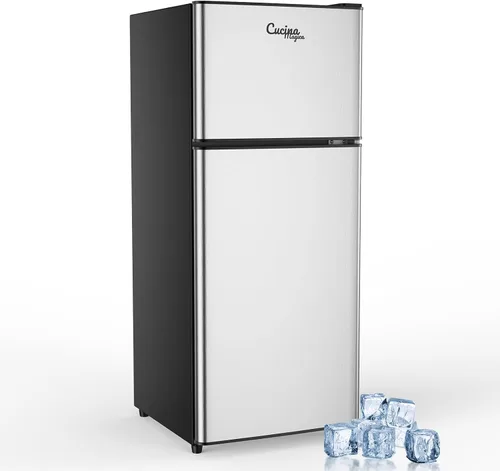 Miniatura 12 de Cucina Magica - Mini refrigerador con congelador, 3.2 pies cúbicos, pequeño refrigerador, 7 termostatos ajustables, ahorro de energía, bajo nivel
