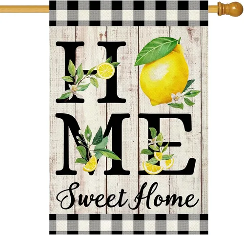 Miniatura 22 de ORTIGIA Home Sweet Home - Bandera de jardín de magnolia de doble cara de 12.5 x 18 pulgadas, para primavera y verano, a cuadros, pequeña bandera
