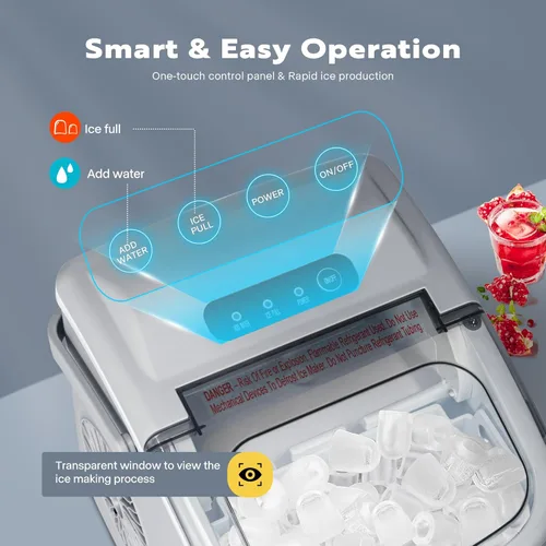 Miniatura 4 de VIVOHOME Máquina eléctrica portátil compacta para hacer cubitos de hielo con mango cuchara de mano 10 bolsas de hielo y función de autolimpieza